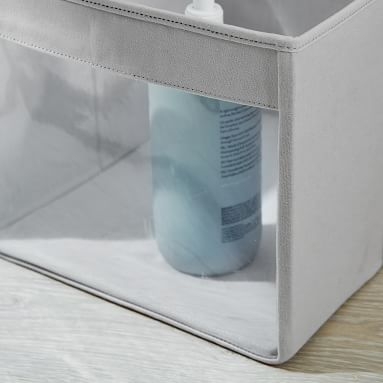 Closet Storage Bin with Clear Front, Gray - Image 1