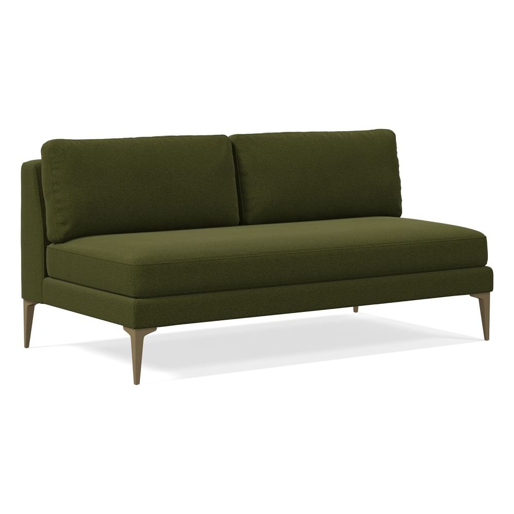 Andes Petite Armless 2 Seater, Poly, Distressed Velvet, Tarragon, Blackened Brass - Image 0