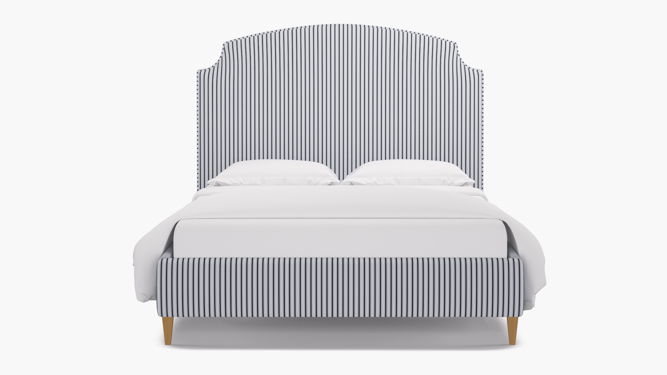 Cove Bed, Black Classic Ticking Stripe, Natural Square Tapered Leg, King - Image 0