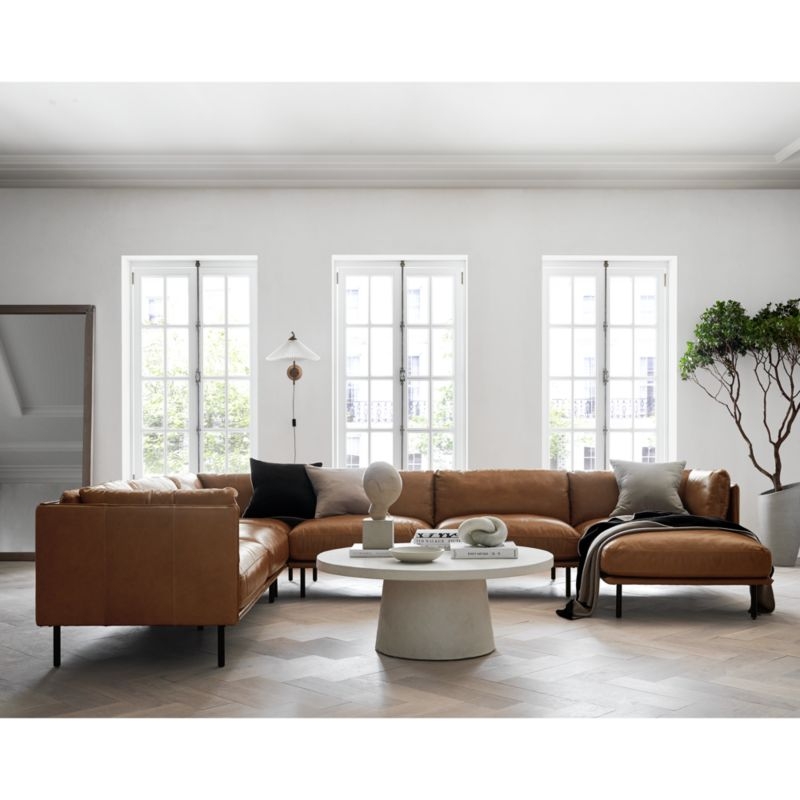 Wells 4-Piece L-Shaped Leather Sectional Sofa with Chaise Lounge - Image 5