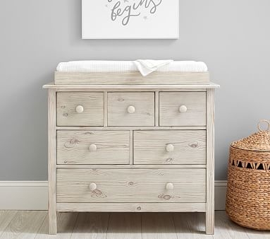 Kendall Nursery Dresser & Topper Set, Weathered White, In-Home Delivery - Image 1