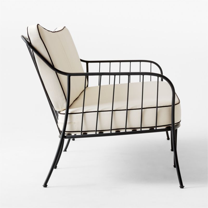 Welling Black Metal Outdoor Sofa with White Cushions - Image 4