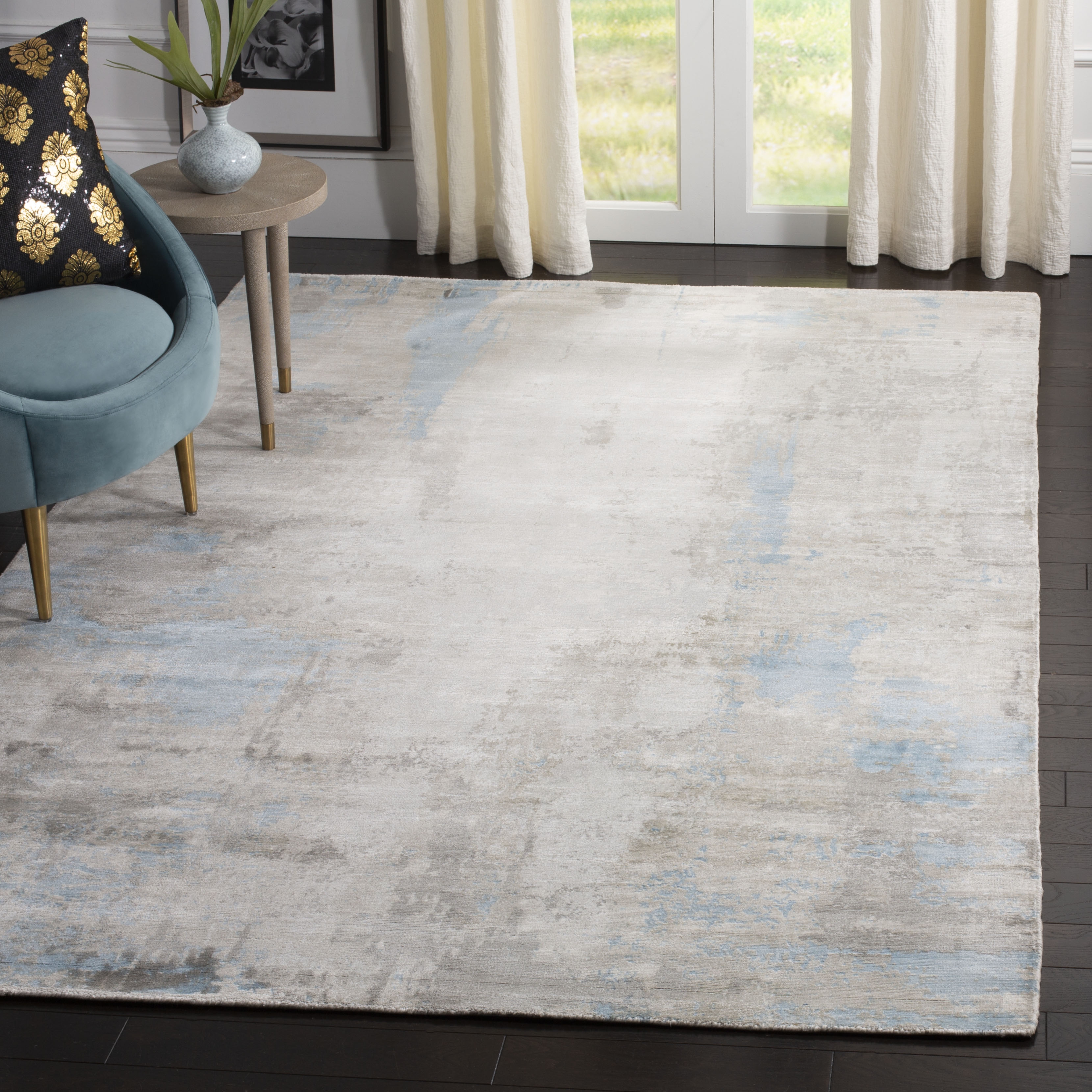 Arlo Home Woven Area Rug, MIR970M, Blue,  9' X 12' - Image 1