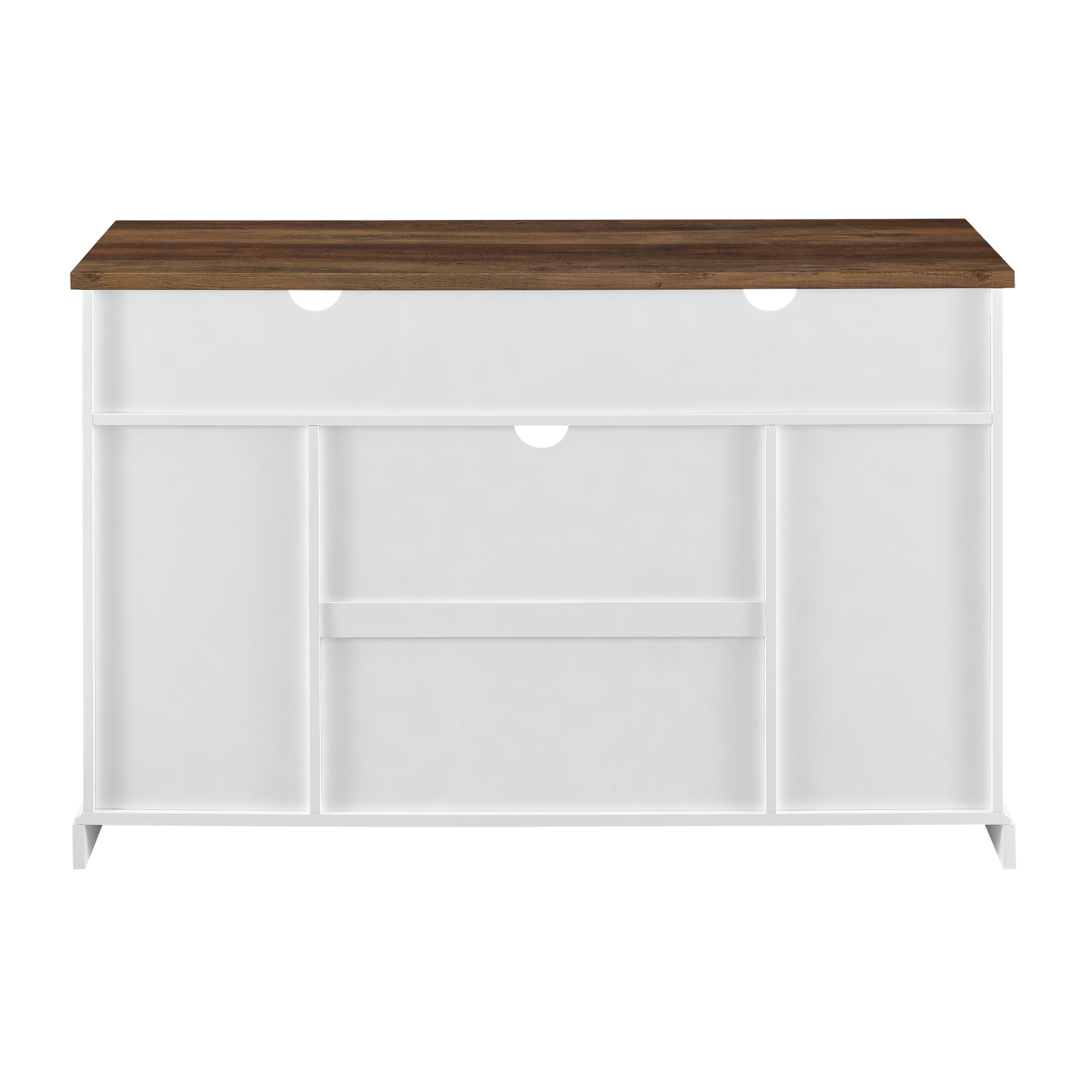 52" Sliding Barn Door Highboy Modern Farmhouse TV Stand - Solid White/Rustic Oak - Image 3