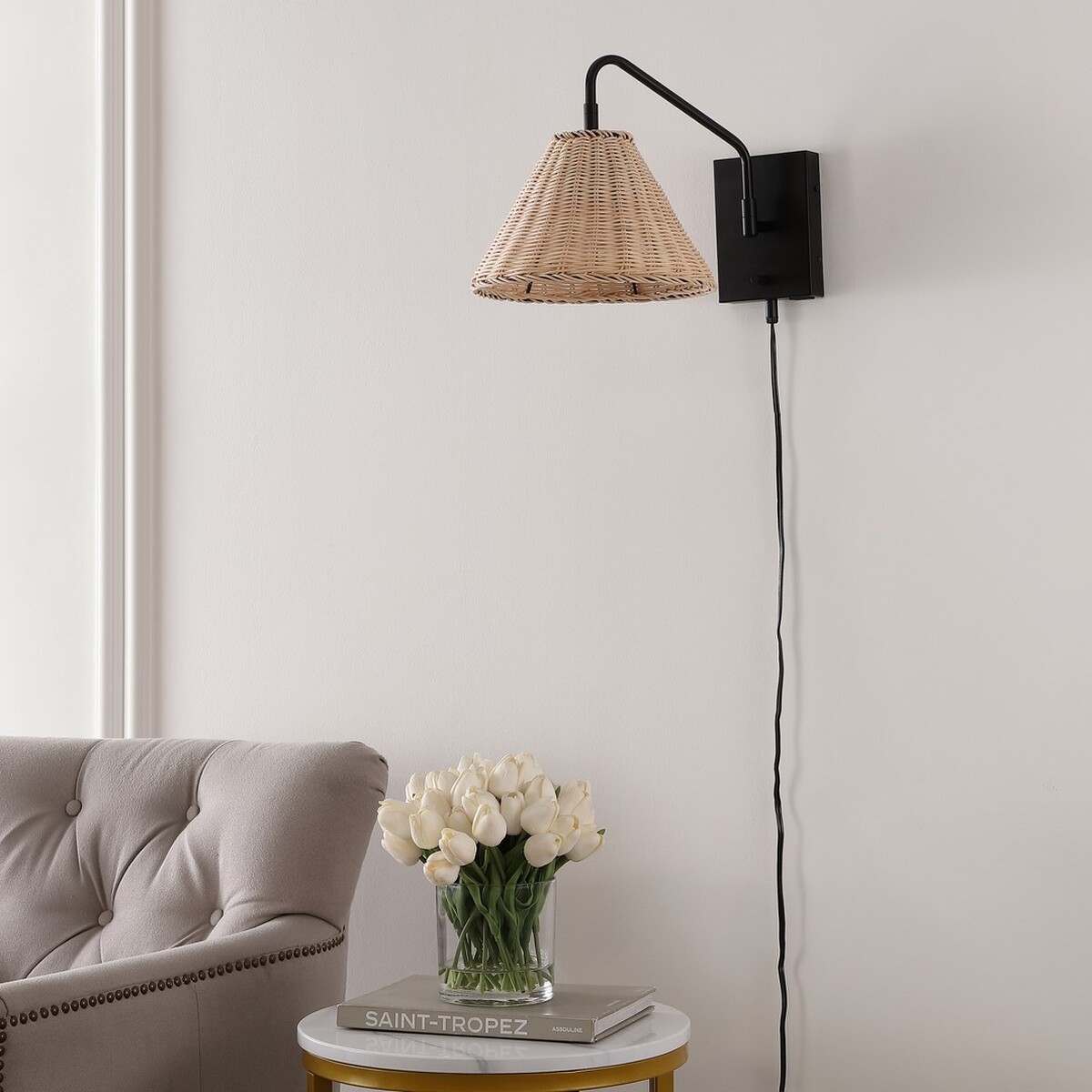 Tressa 16" Wall Sconce - Natural / Black - Safavieh - Image 2