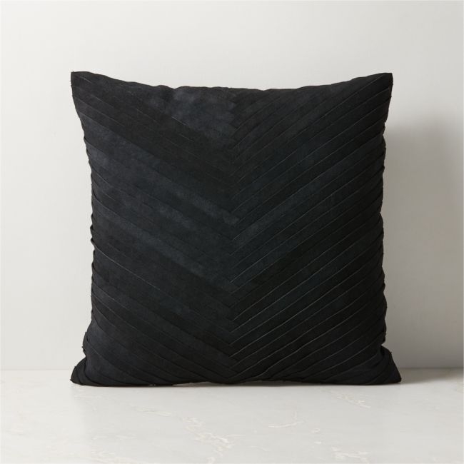 Kerro Black Woven Suede Throw Pillow Cover 18"x18" - Image 0
