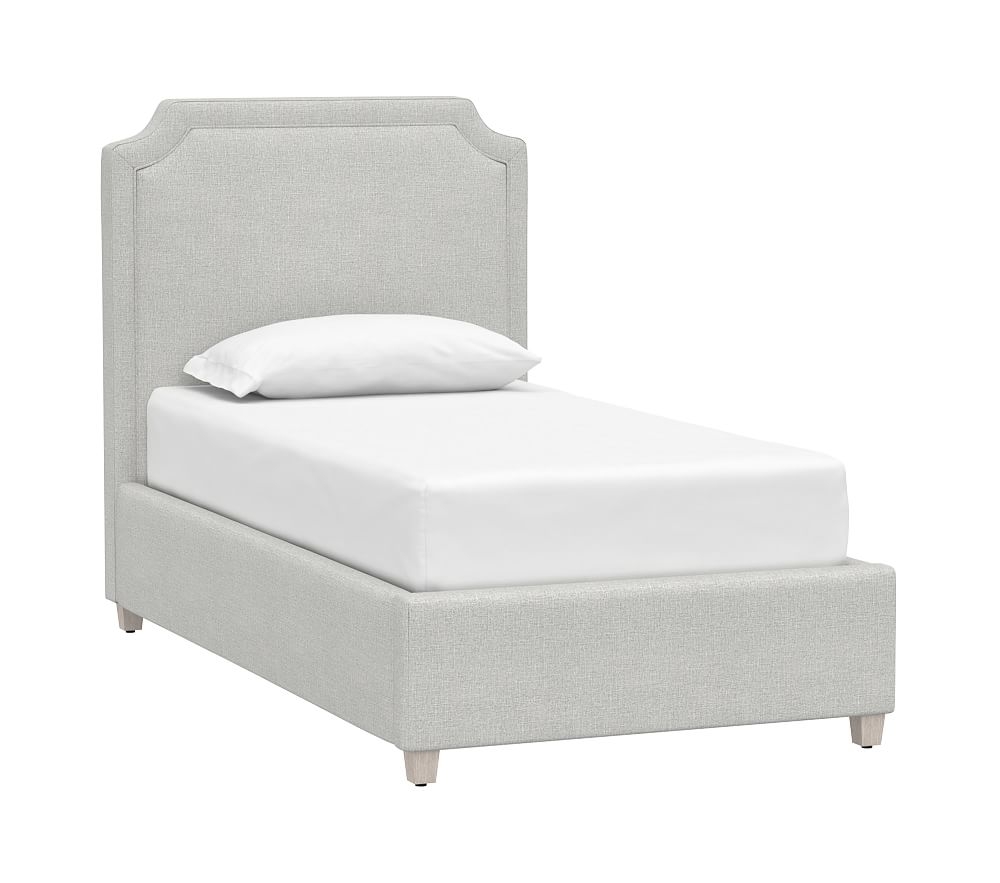 Ava Upholstered Bed Twin Basketweave Slub Ash - Image 0