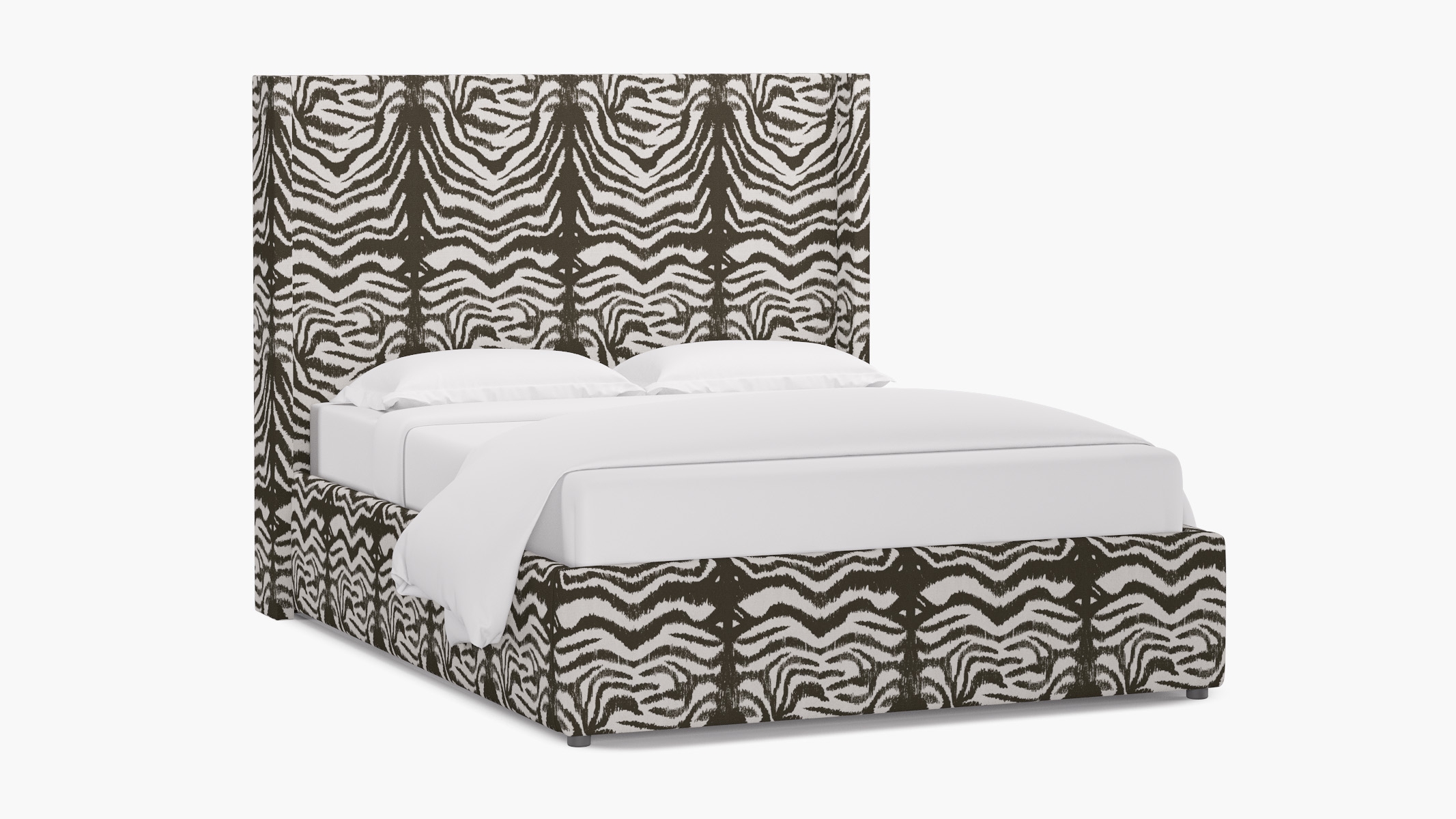 Modern Wingback Bed, Zebra, Twin - Image 1