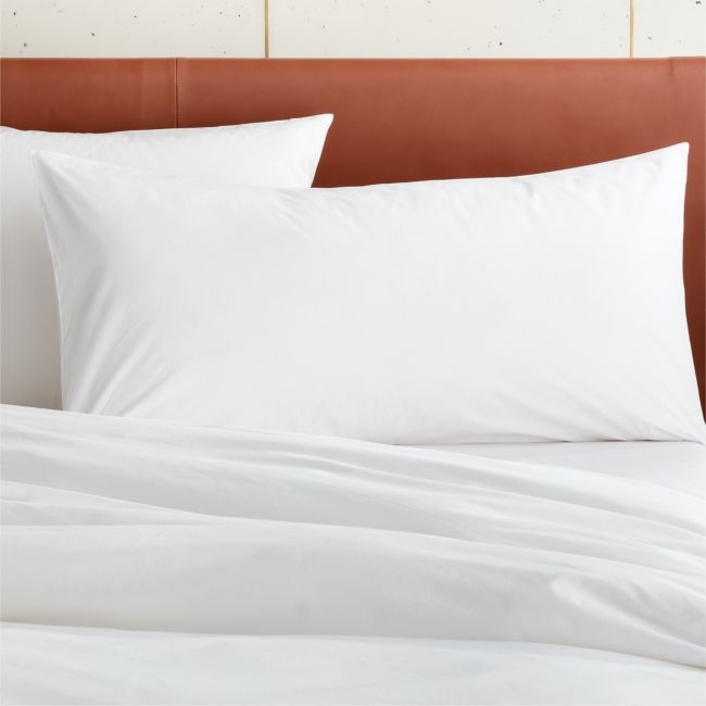 Classic Organic Cotton Percale 400 Thread Count White King Pillow Shams Set of 2 - Image 0