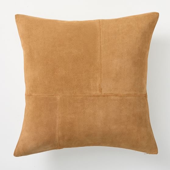 Pieced Suede Pillow Cover, Golden Oak, 20"x20" - Image 0