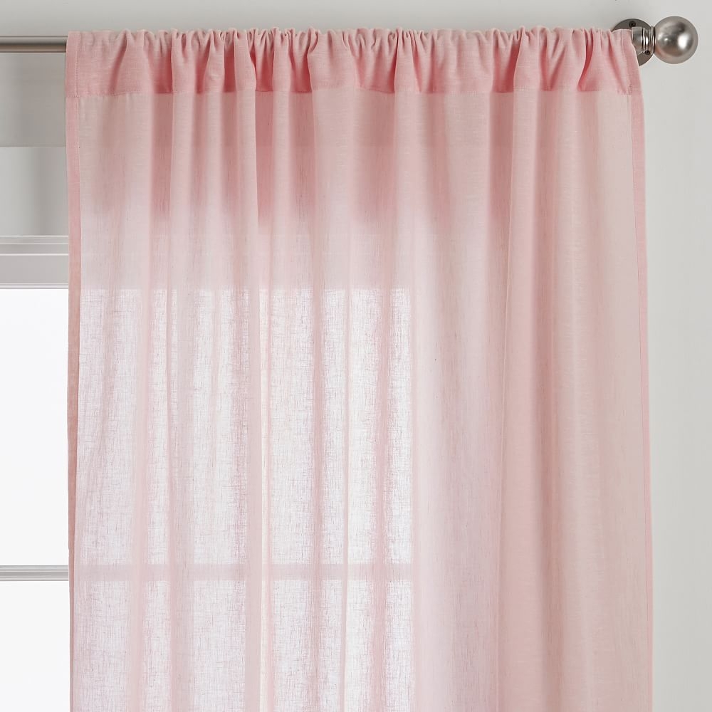 Cotton Linen Sheer Curtain, Blush, 44" x 84" - Image 0