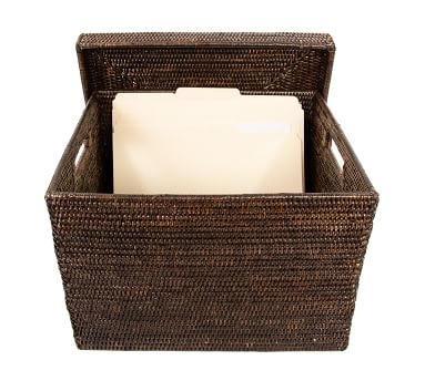Tava Handwoven Rattan Letter File Box With Lid, Natural - Image 4