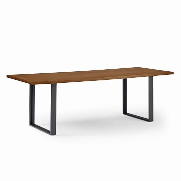 Avery 94" Industrial Dining Table, Cool Walnut, Antique Bronze - Image 0