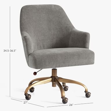 Pleated Swivel Desk Chair, Distressed Velvet Metal - Image 3