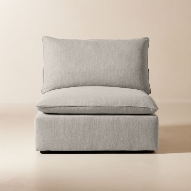 Lumis Grey Performance Fabric Deep Depth Armless Chair - Image 0