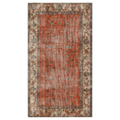 One-of-a-Kind Hand-Knotted 1960s Beige/Orange 3'11" x 6'11" Area Rug - Image 0