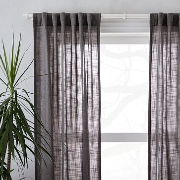 Crossweave Curtain with Blackout Lining, Charcoal, 48"x108", Set of 2 - Image 3