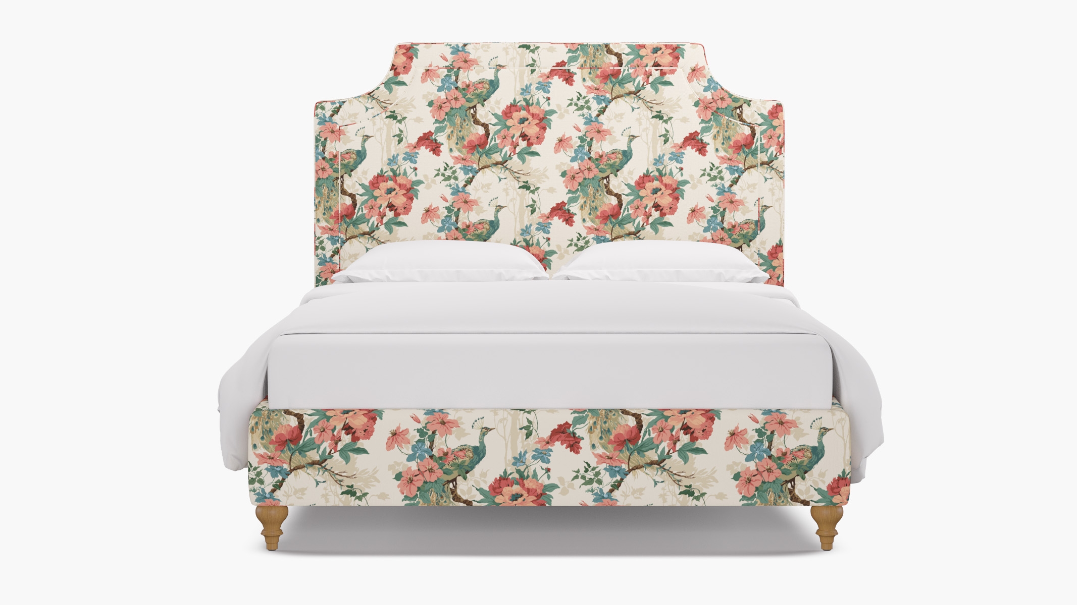 Deco Bed, Rose Peacock Park, Natural Traditional Turned Leg, King - Image 0