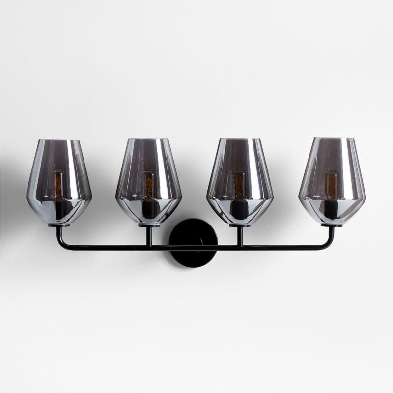 Arren Black 4-Light Wall Sconce Light with Silver Glass Angled Shade - Image 2