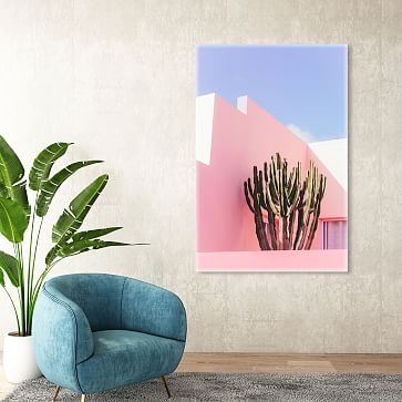 Oliver Gal Saguaro Pink Architecture 24x36 Pink Framed Art - Image 3