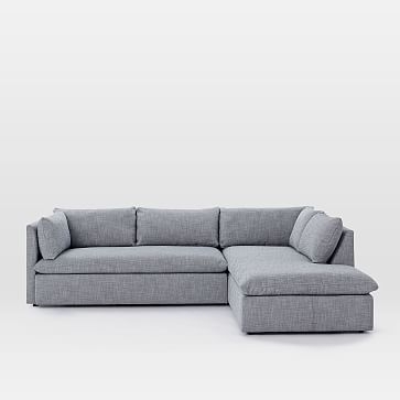 Shelter Sectional Set 02: Right Arm Sofa, Left Arm Terminal Chaise, Performance Yarn Dyed Linen Weave, French Blue - Image 2