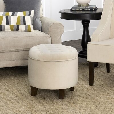 Poteau 19" Tufted Round Storage Ottoman - Image 0