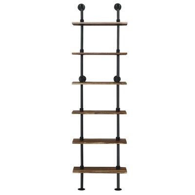 6-Shelf Rustic Vintage Industrial Pipe Wall Shelf - Image 0