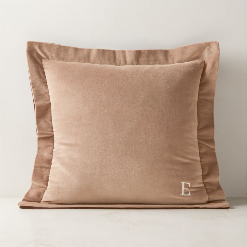 Evie Tawny Brown Velvet Throw Pillow with Feather-Down Insert 20"x20" - Image 3