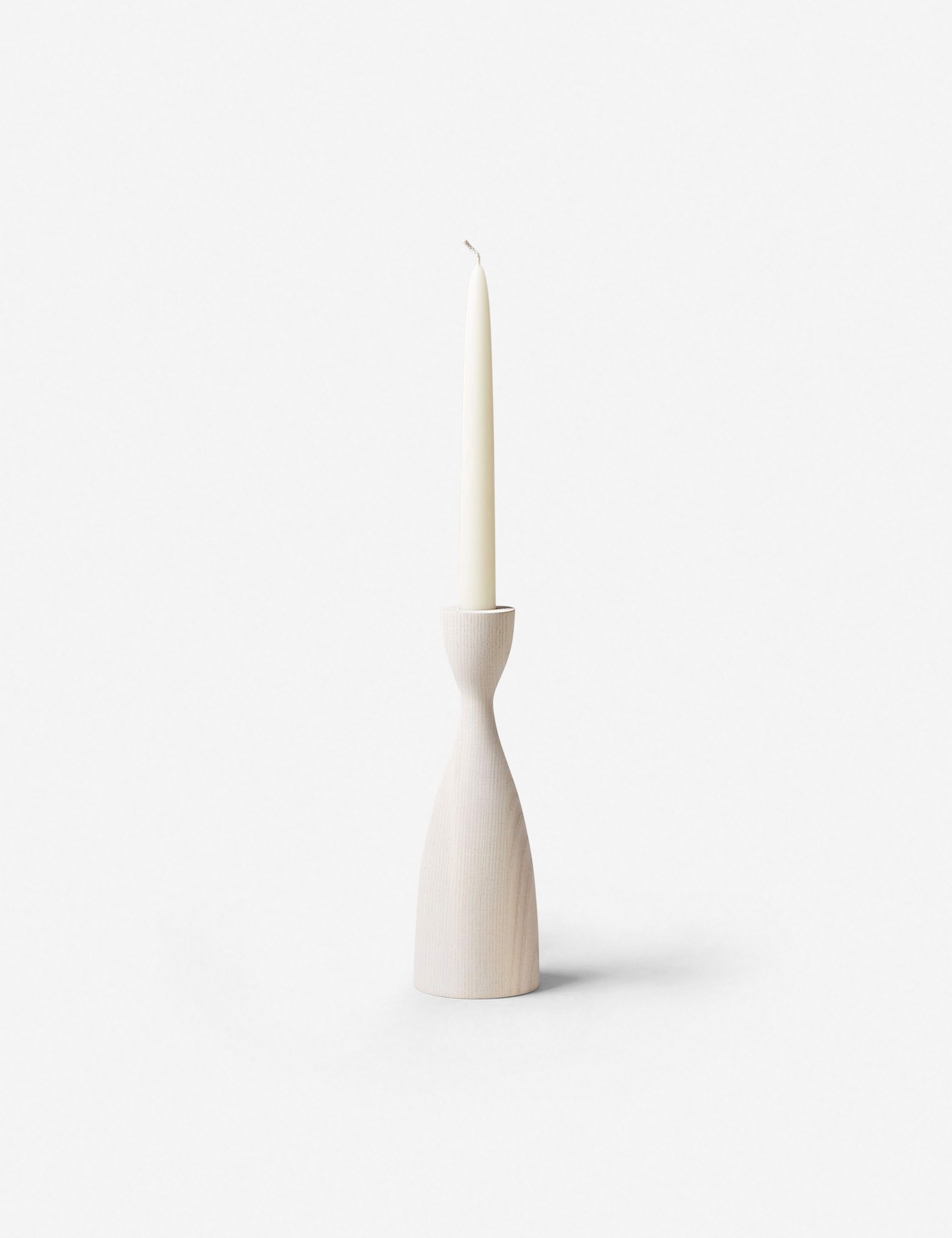 Small Farmhouse Pottery Pantry Candlestick, White - Image 3