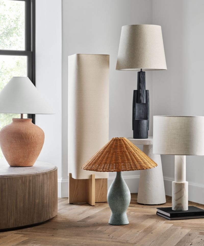 Corfu Terracotta Table Lamp with Tapered Shade 26.6" - Image 2