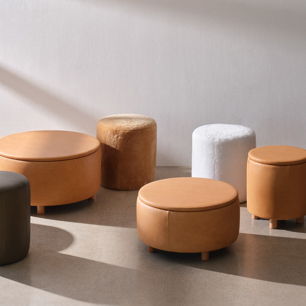 The Citizenry Torres Leather Storage Ottoman | Small | Cognac - Image 3