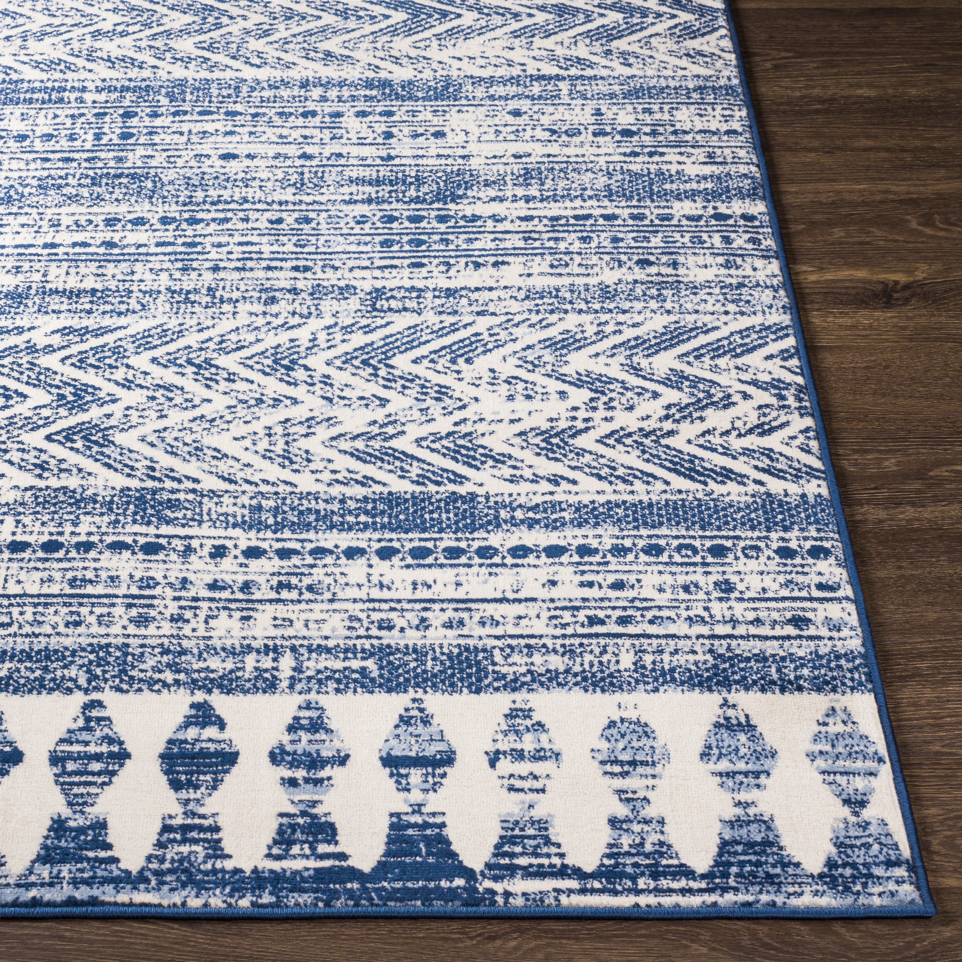 Roma Blue Indoor 8'11" x 12'4" Machine Woven Rug - Image 1