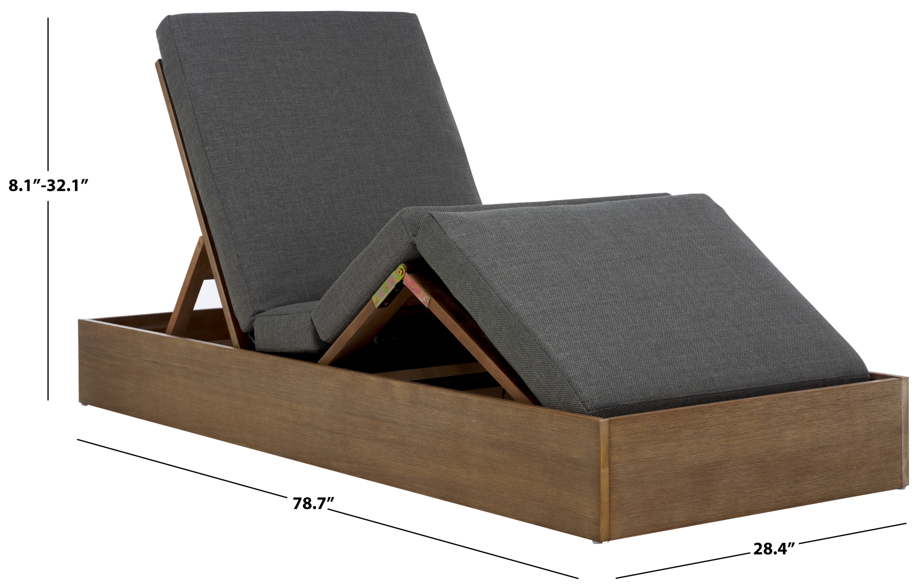 Vincent Wood Chaise Lounge Chair - Natural/Dark Grey - Image 8