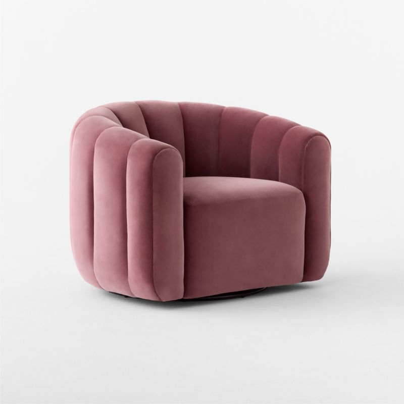 Fitz Channeled Rose Velvet Swivel Chair - Image 2