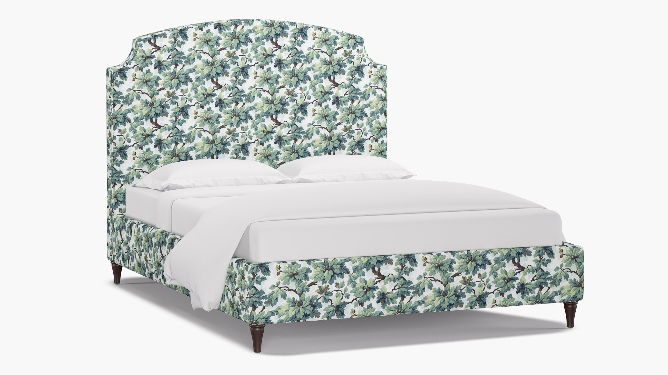 Cove Bed, Sage Woodland, Espresso Decorative Tapered Leg, King - Image 1
