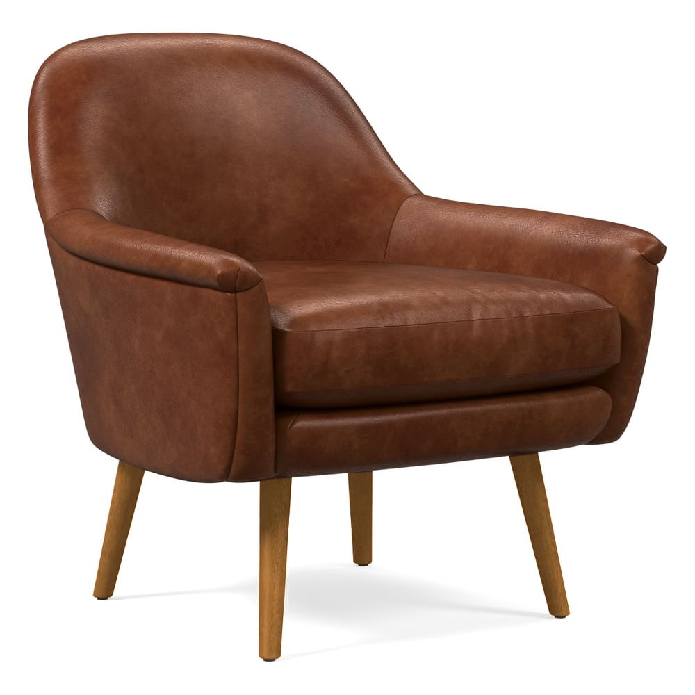 Phoebe Midcentury Chair, Poly, Weston Leather, Molasses, Pecan - Image 0