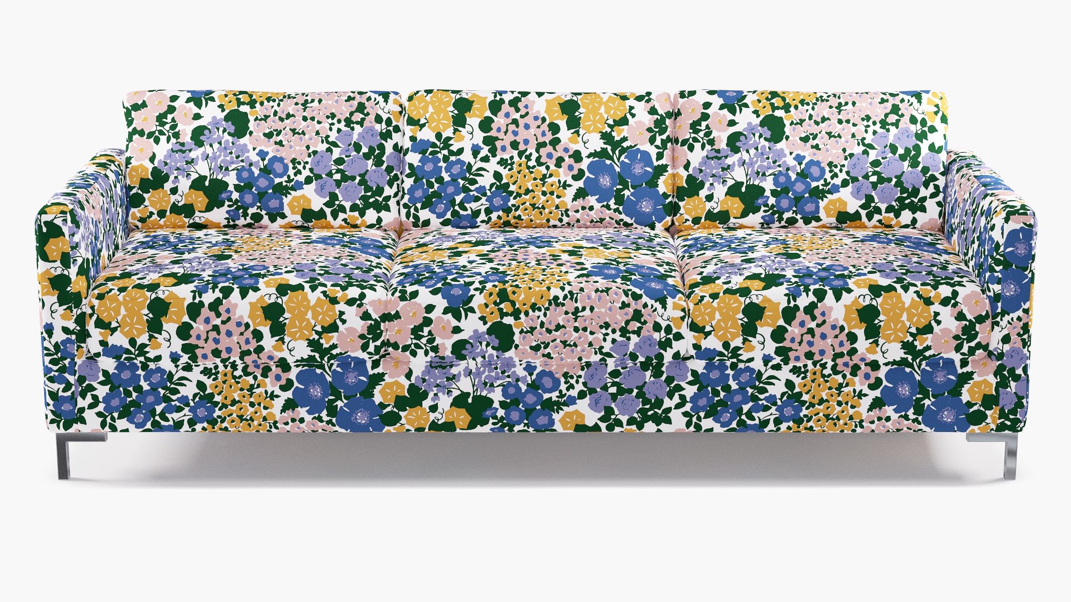 Modern Sofa, Lavender Million Flowers, Chrome L Leg - Image 0