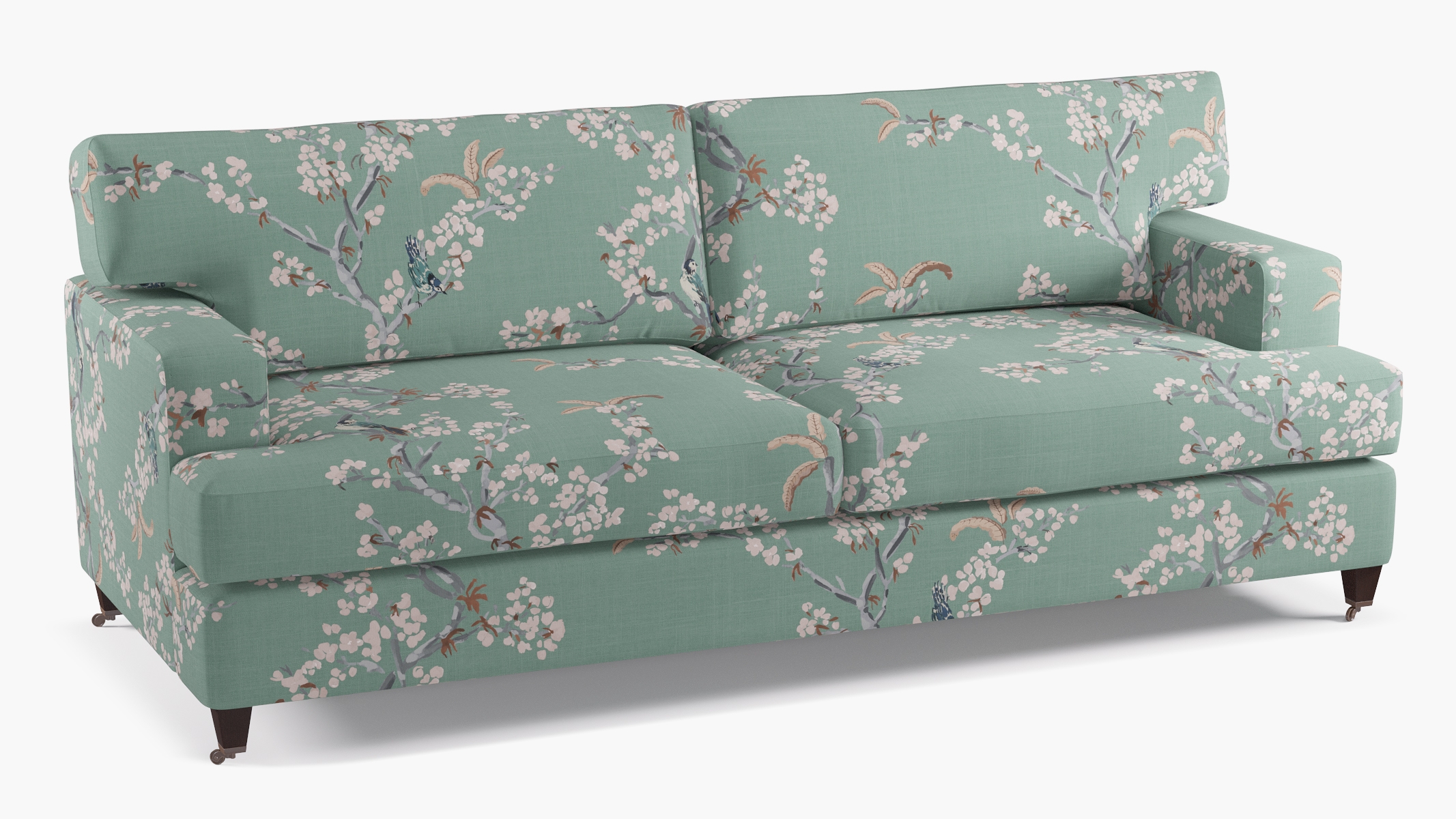 Classic Sofa, Mint Cherry Blossom, Espresso - Image 1