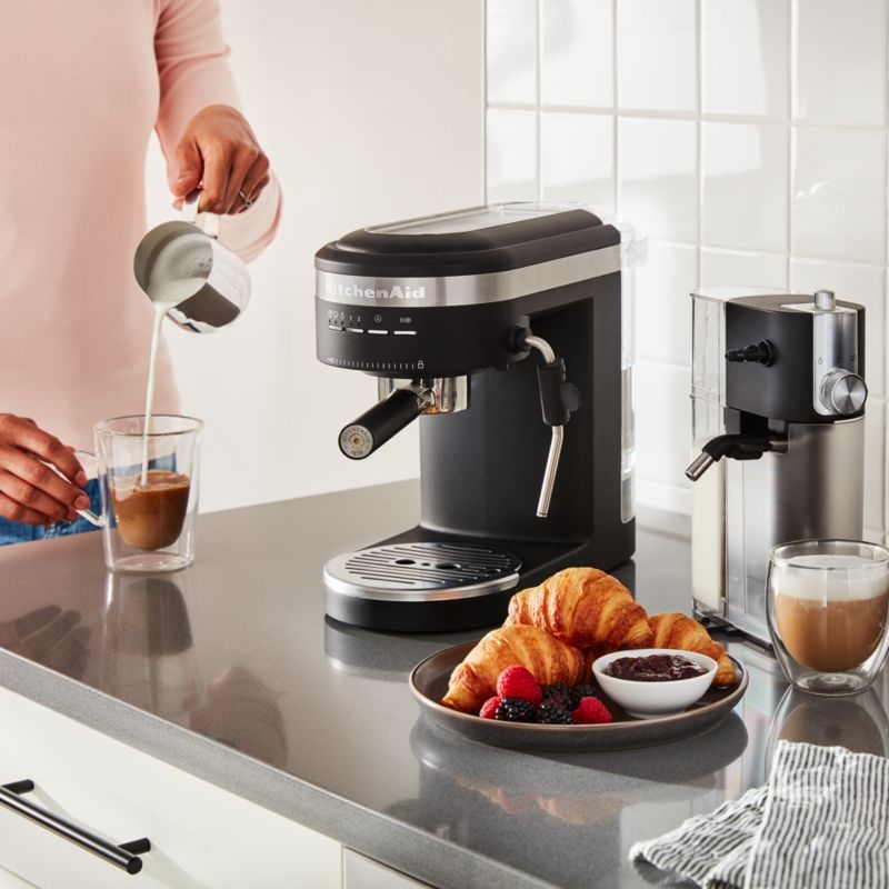 KitchenAid ® Matte Black Espresso Machine and Burr Grinder Set - Image 1