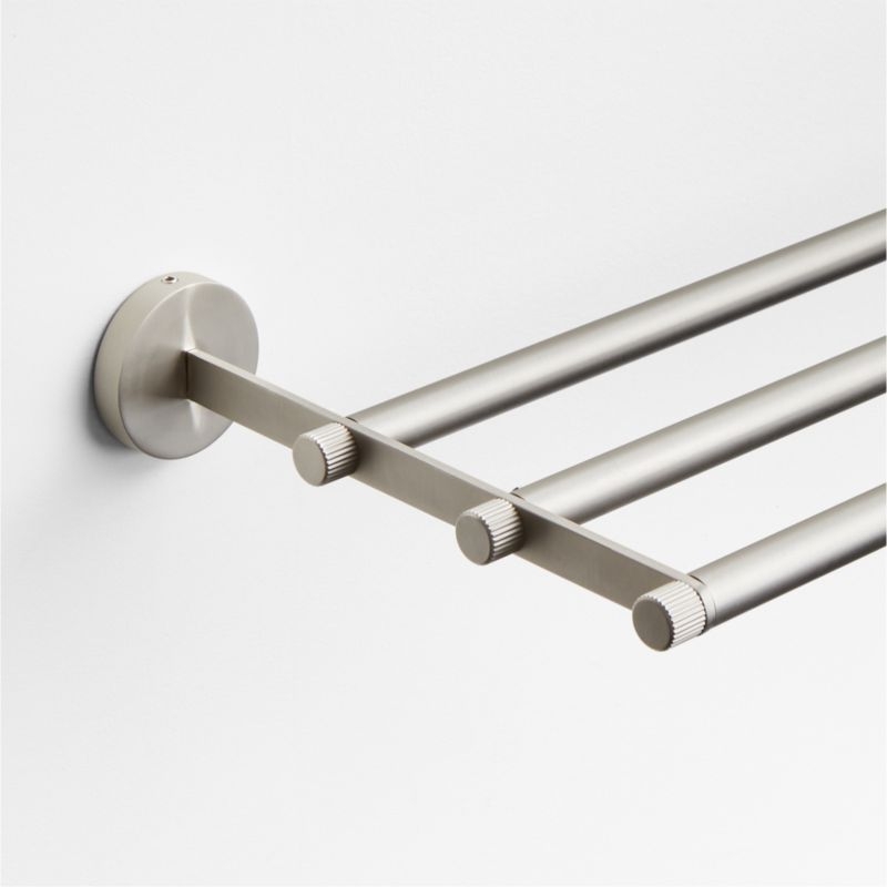Modern Fluted Brushed Nickel Wall-Mounted Bathroom Towel Rack - Image 2