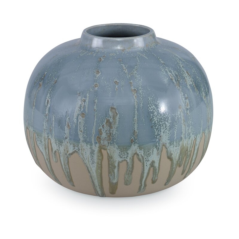 Kravet Meda Gray/Olive Haze/Green 6.5"" Ceramic Table Vase - Image 0
