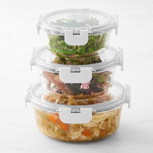 Hold Everything Glass Lunch Containers, Round, Set of 6 - Image 0