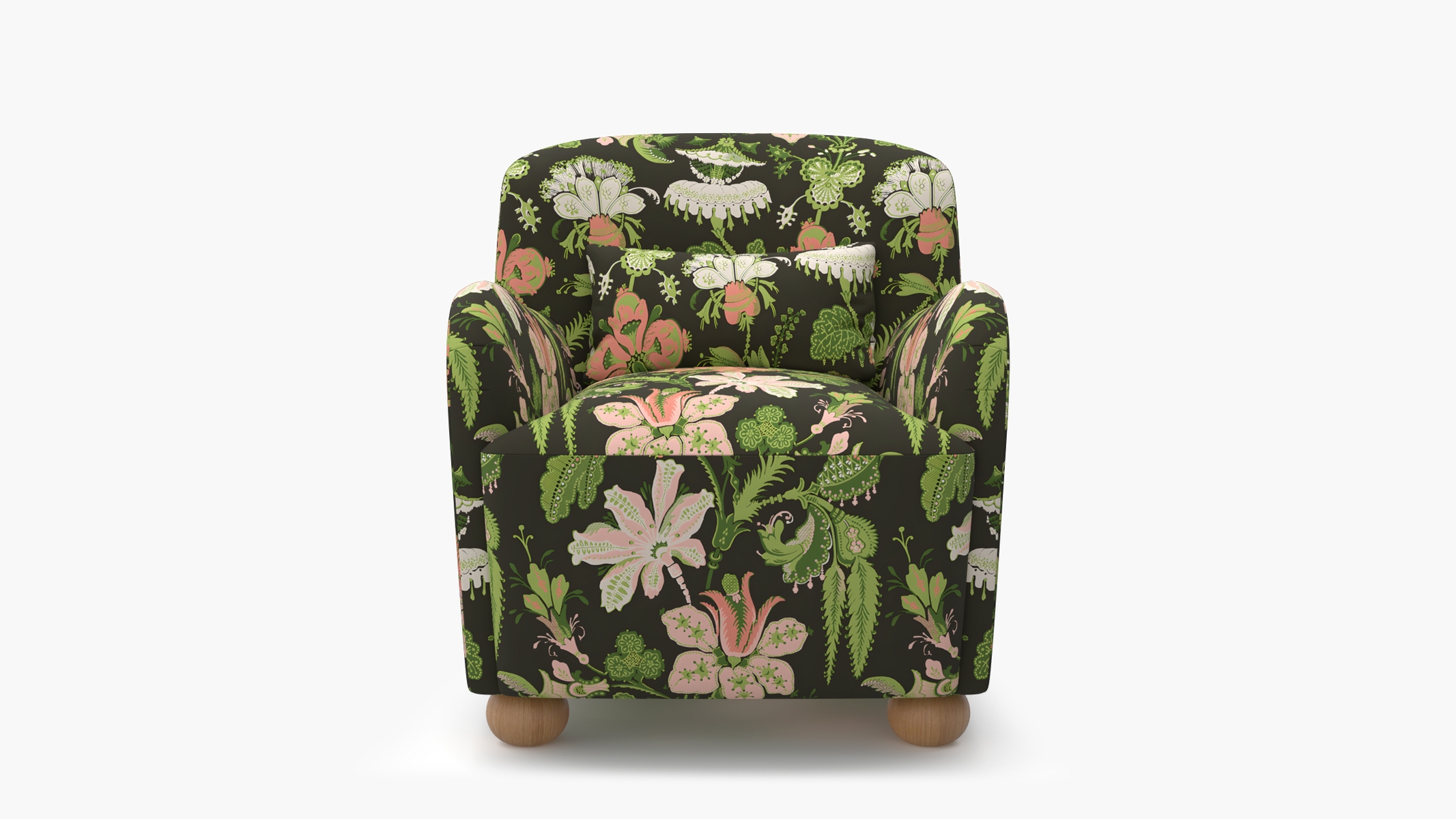 Club Chair, Coral Onyx Rossetta, Natural Bun Foot - Image 0