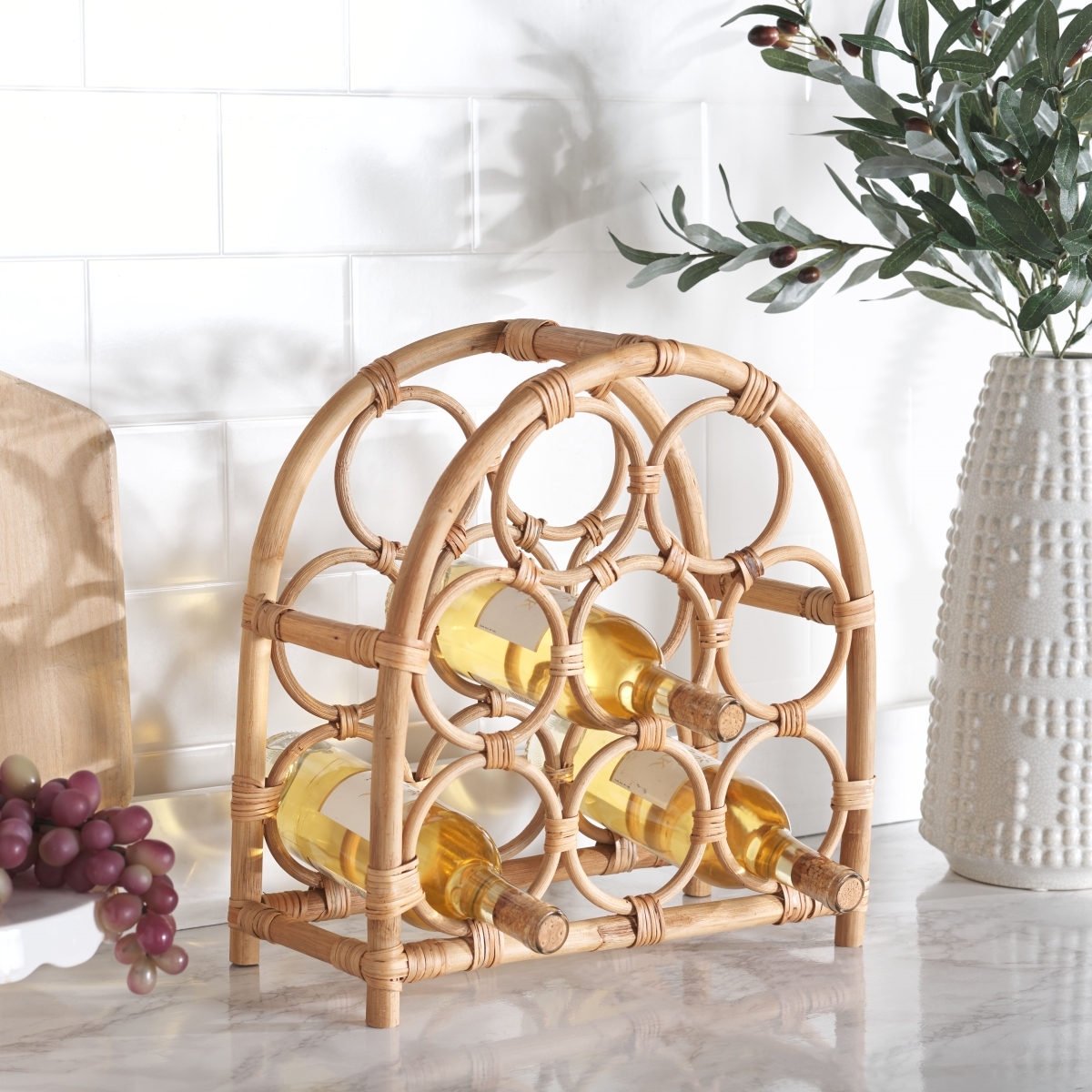 Wilda Rattan Wine Rack - Natural - Safavieh - Image 1