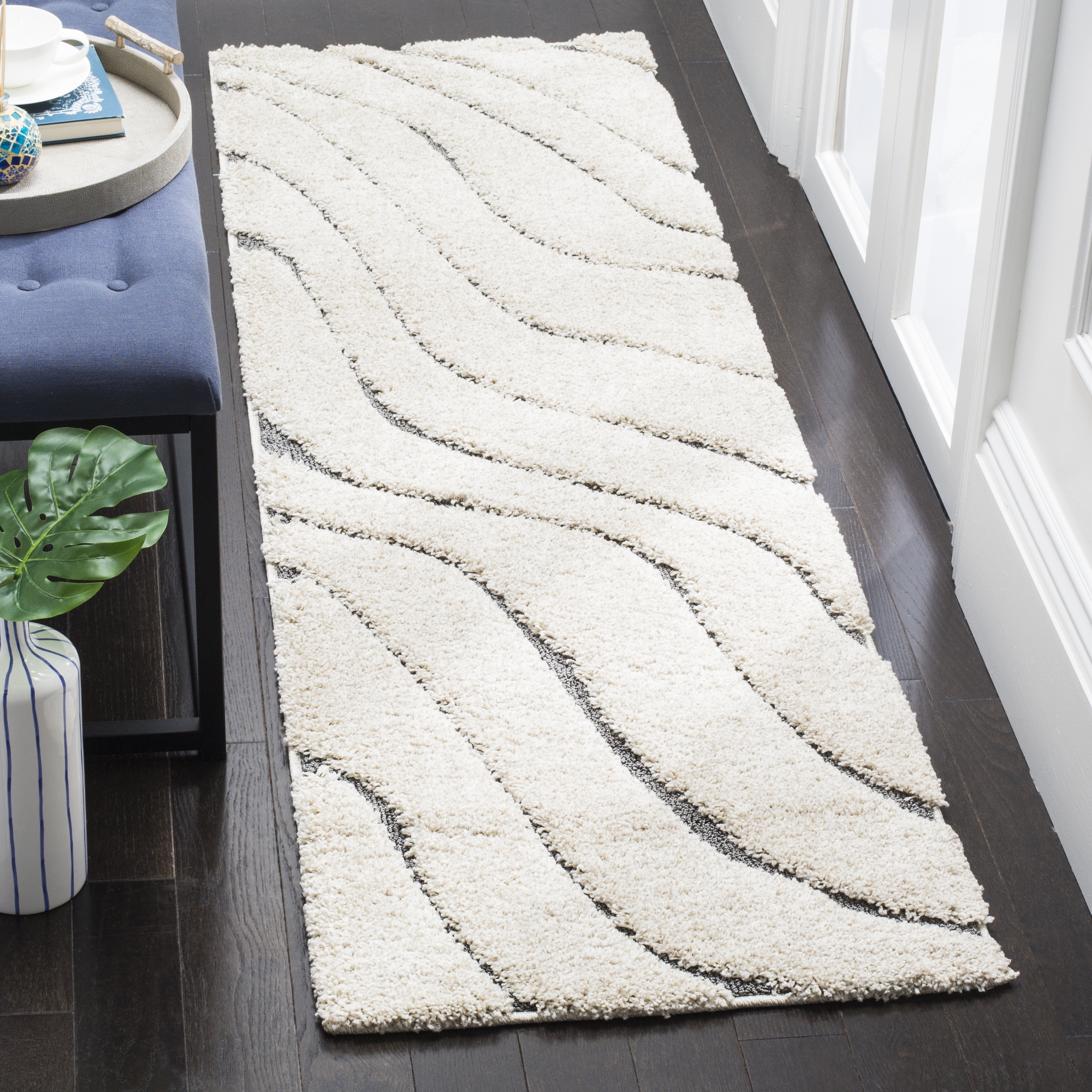 Arlo Home Woven Area Rug, SG472-1180, Cream/Grey,  2' 3" X 7' - Image 1