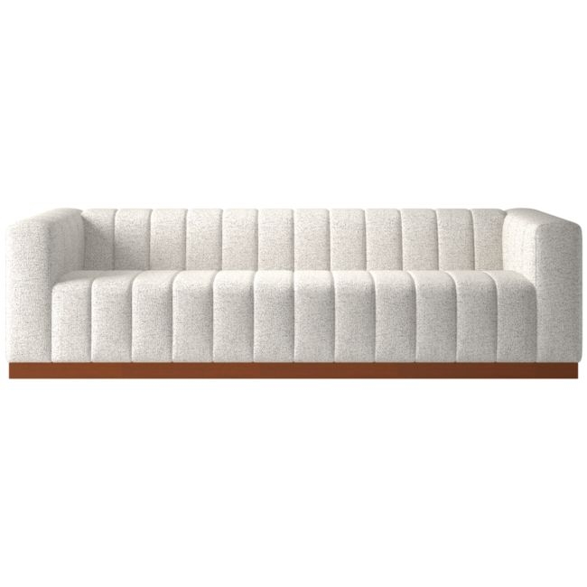 Forte 101" Illecebrous Sandstone Sofa with Walnut Base - Image 0