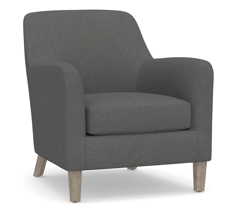 SoMa Burton Upholstered Armchair, Polyester Wrapped Cushions, Park Weave Charcoal - Image 0