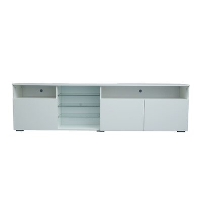 TV Stand High Gloss Doors Modern TV Stand LED (White) - Image 0