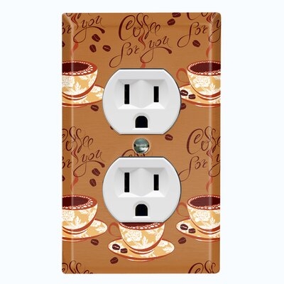 Metal Light Switch Plate Outlet Cover (Coffee Cups Light Brown - Single Duplex) - Image 0