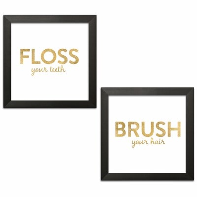 WAD-30860/30862-P Bathroom Etiquette "Brush Your Hair" & "Floss Your Teeth" by Wild Apple Portfolio - 2 Piece Picture Frame Graphic Art Set - Image 0